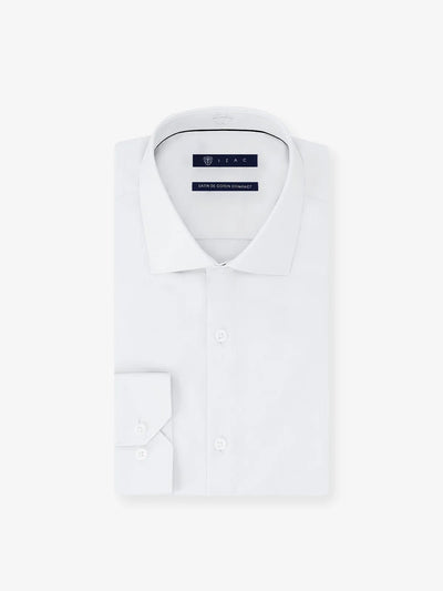 Chemise ville satin de coton blanche - IZAC