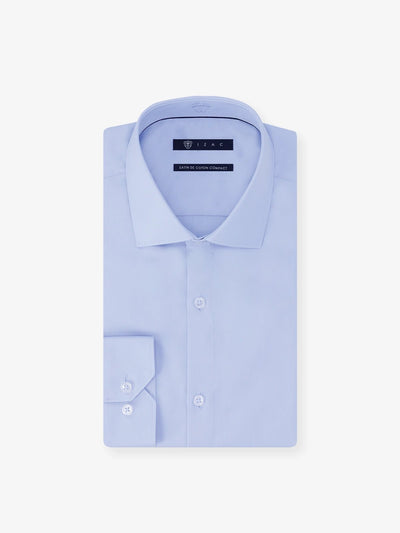 Chemise ville satin de coton ciel - IZAC