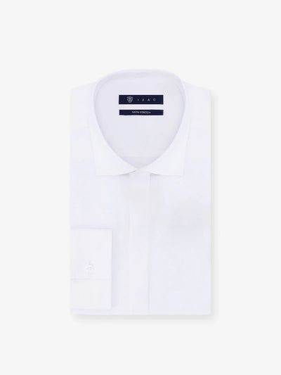 Chemise ville satin de coton blanc - IZAC