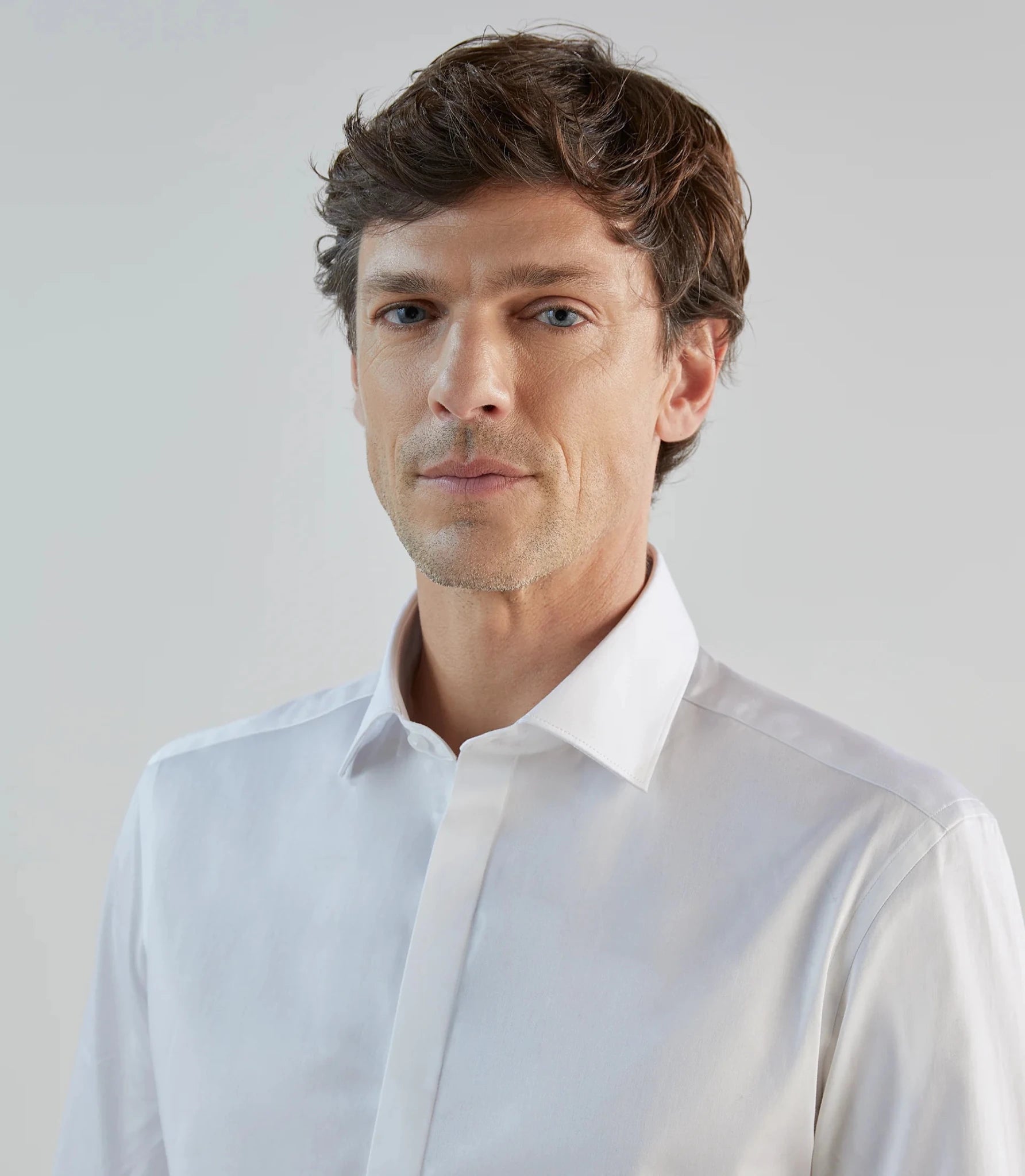 Chemise ville satin de coton blanche - IZAC