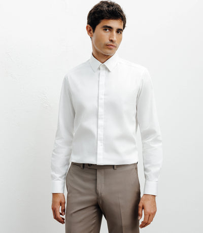 Chemise ville satin de coton ecru - IZAC