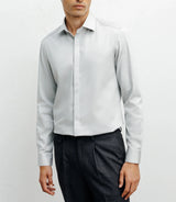 Chemise ville satin de coton gris