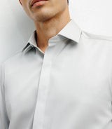Chemise ville satin de coton gris