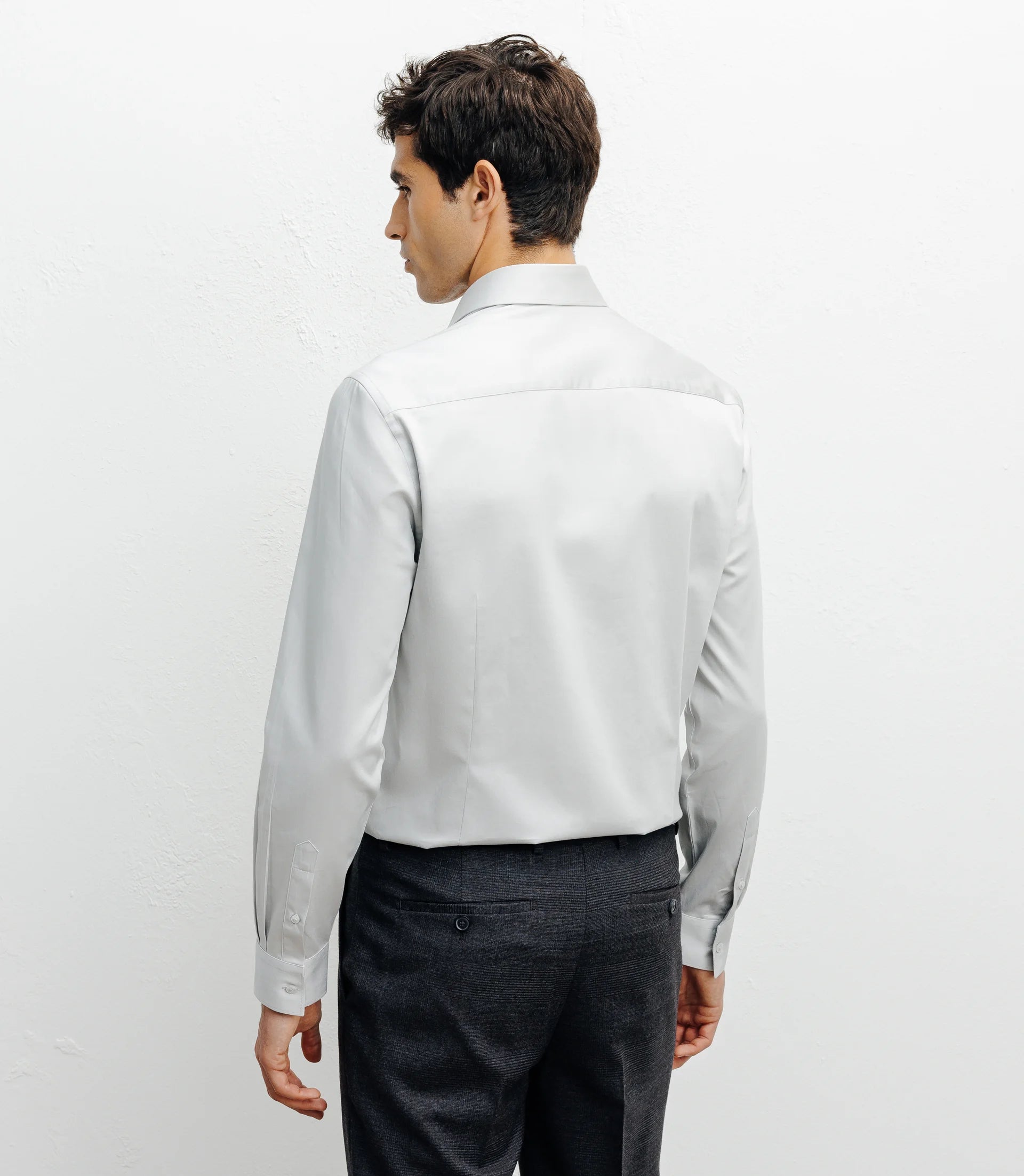 Chemise ville satin de coton gris - IZAC