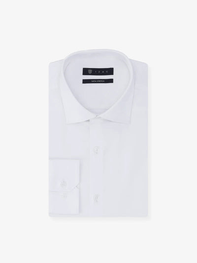 Chemise ajustée en satin de coton blanche - IZAC