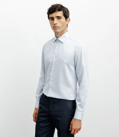 Chemise ajustée en satin de coton ciel - IZAC