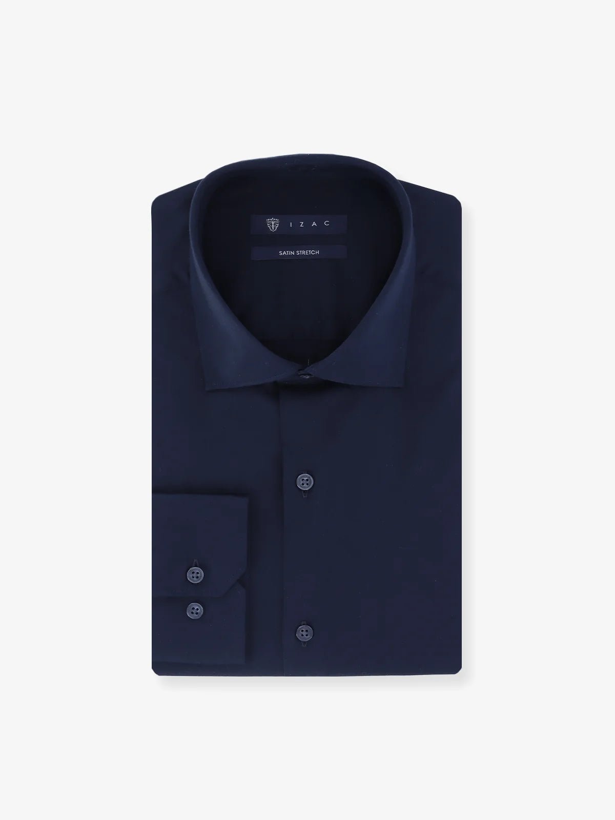 Chemise ajustée en satin de coton marine - IZAC