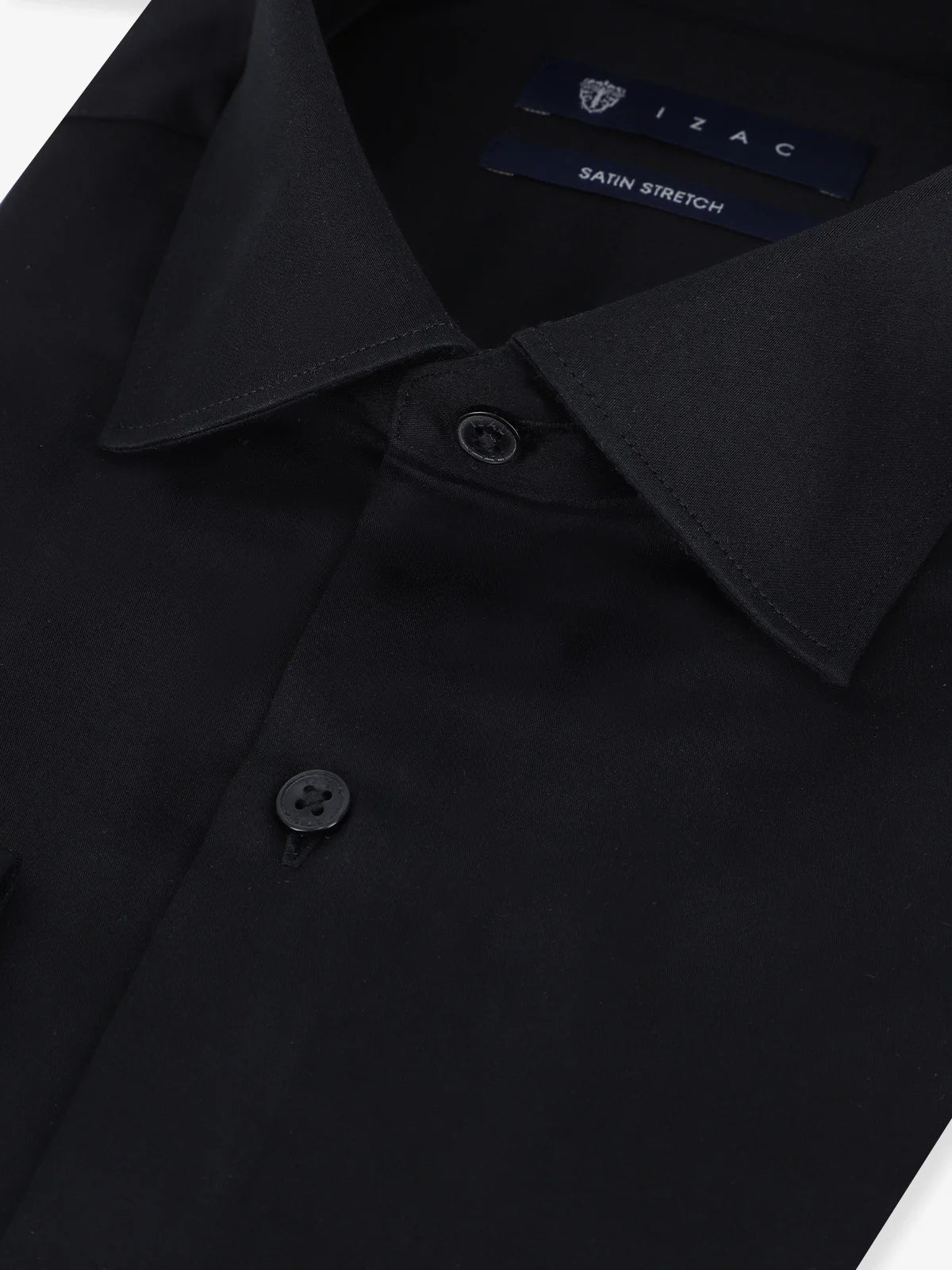 Chemise ajustée en satin de coton noire - IZAC