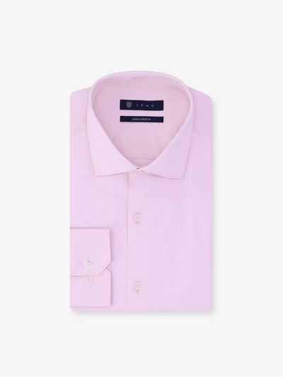 Chemise ajustée en satin de coton rose - IZAC