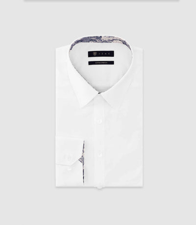 Chemise uni garni BLANC - IZAC