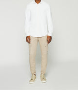 MELCHIOR regular shirt in white piqué knit