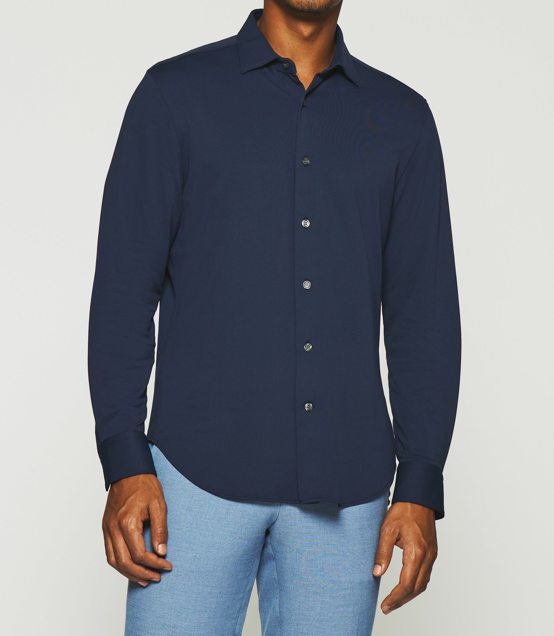 MELCHIOR regular navy pique shirt