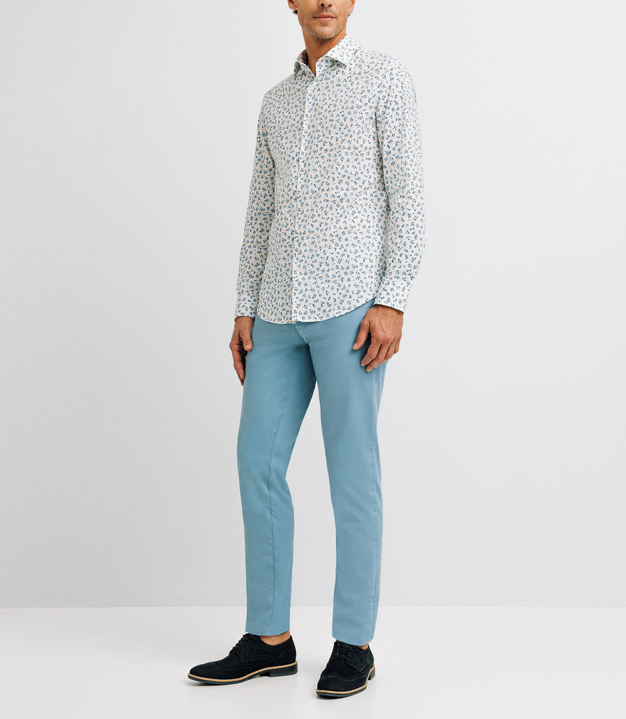 Chemise ville imprimée bleue