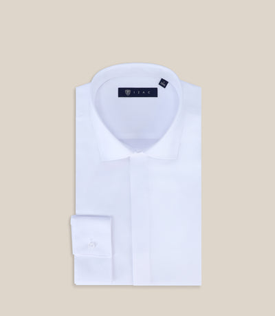 Chemise ville en satin de coton blanche - IZAC