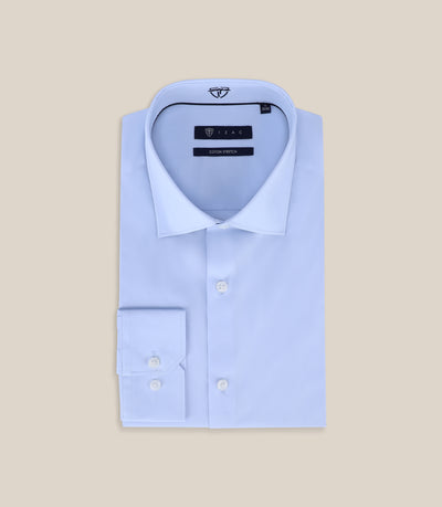 Chemise ville satin de coton bleu ciel - IZAC