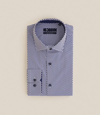 Chemise imprimée 100% coton marine - IZAC