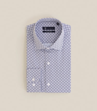 Chemise ajustée avec col italien bleue - IZAC