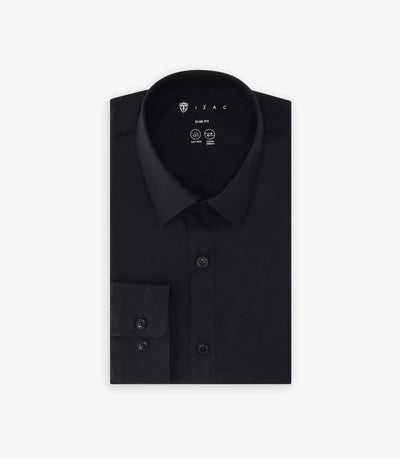 Chemise ville en coton noir - IZAC