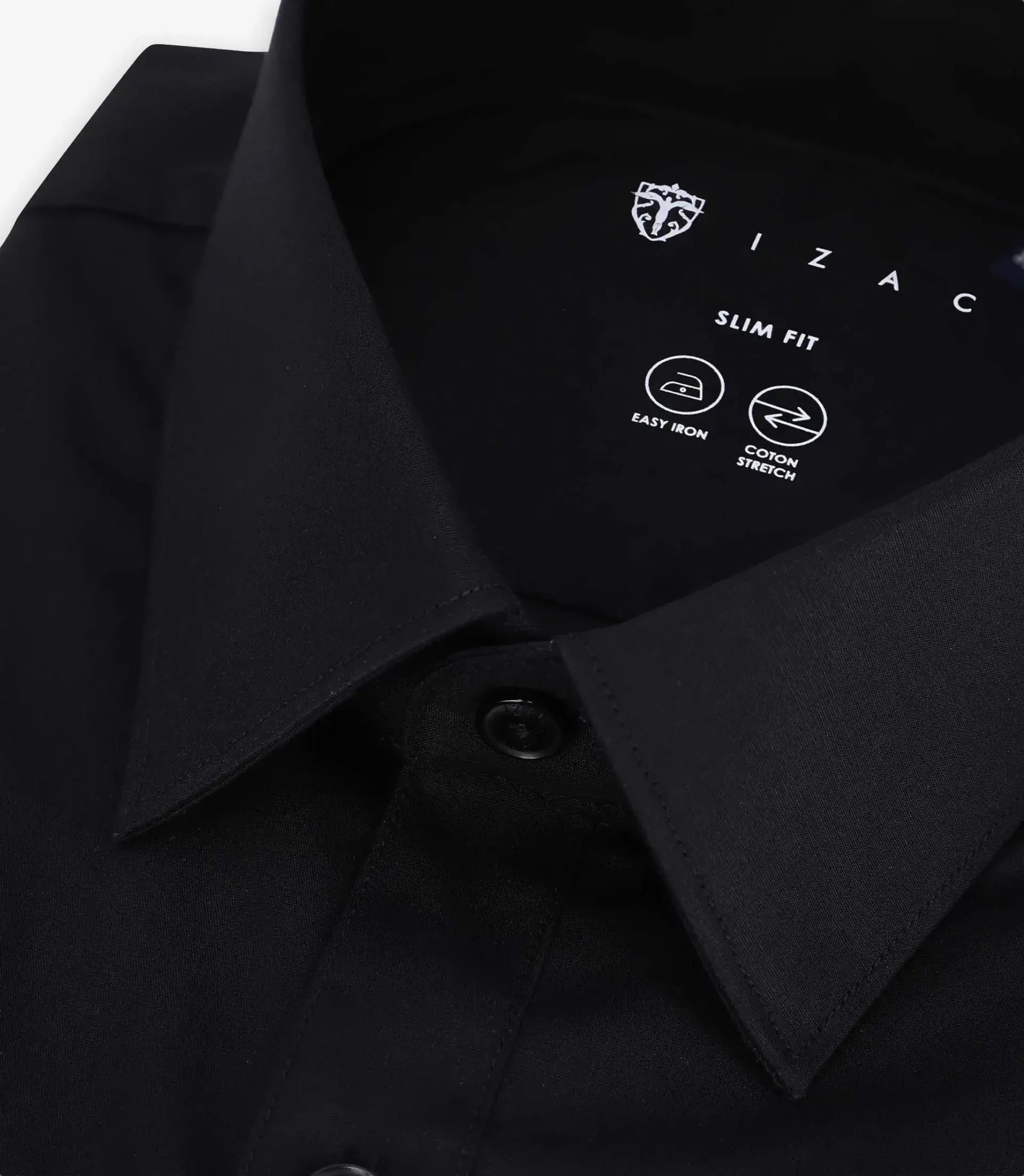 Chemise ville en coton noir - IZAC