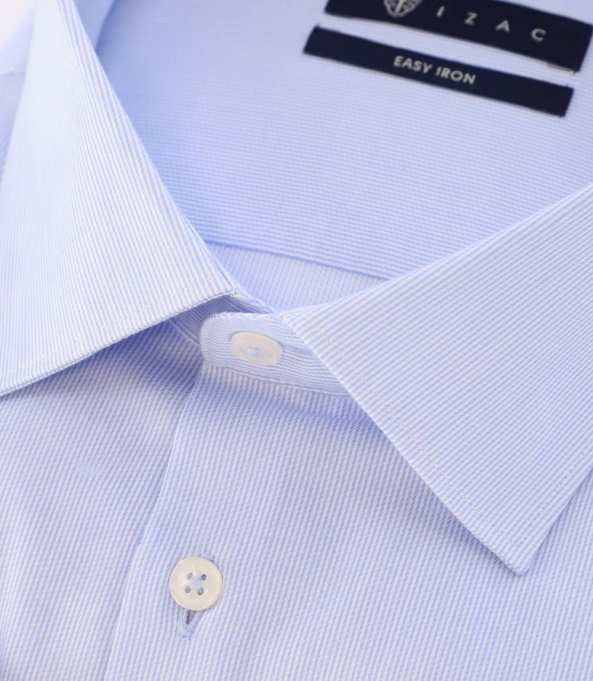 Chemise droite à rayures repassage facile bleu ciel PINO - IZAC