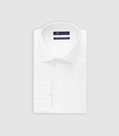 Chemise slim en satin de coton BLANC - IZAC