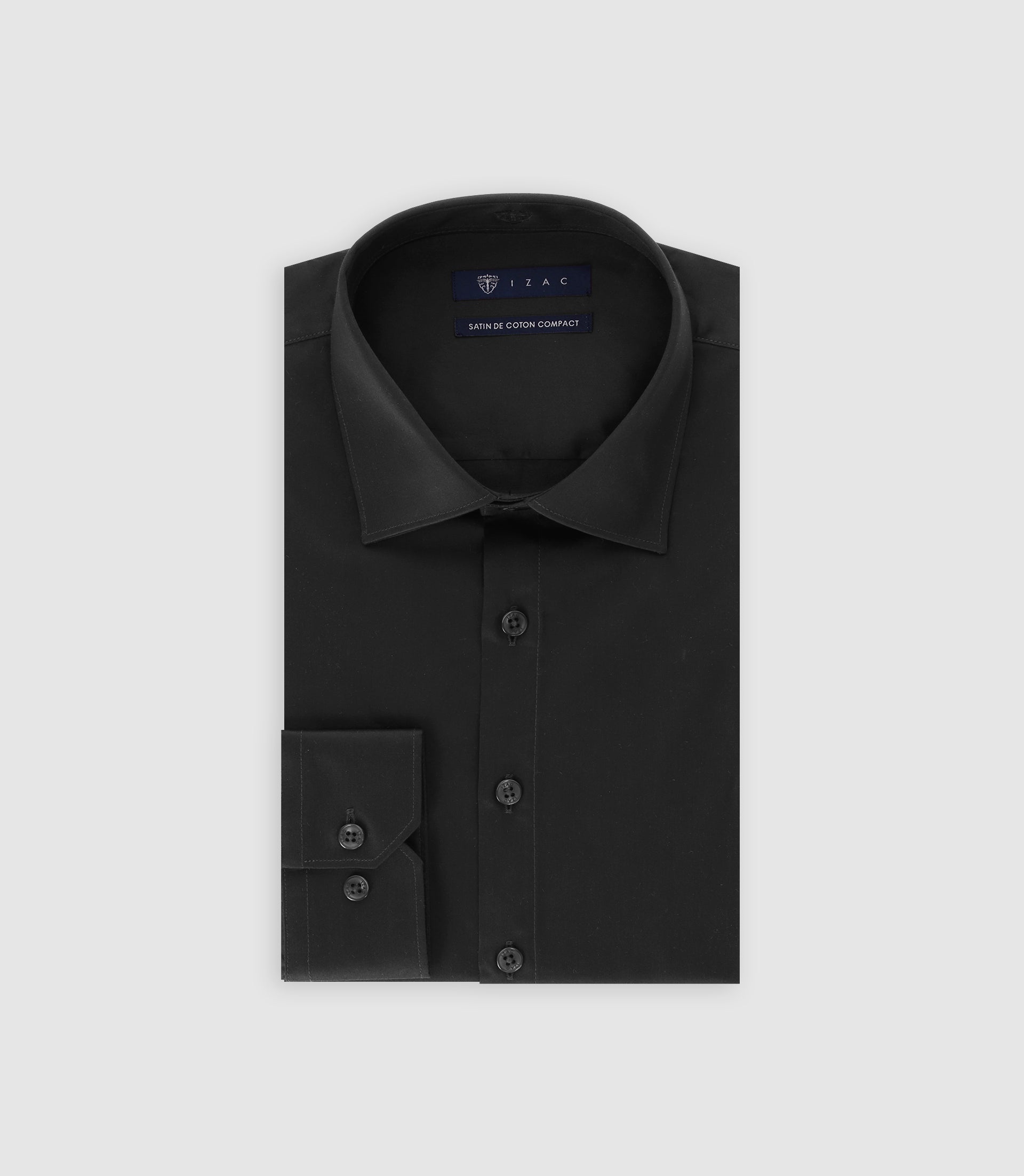 Chemise slim en satin de coton NOIR