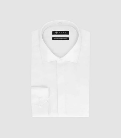 Chemise slim en satin de coton blanc SATINCACH - IZAC