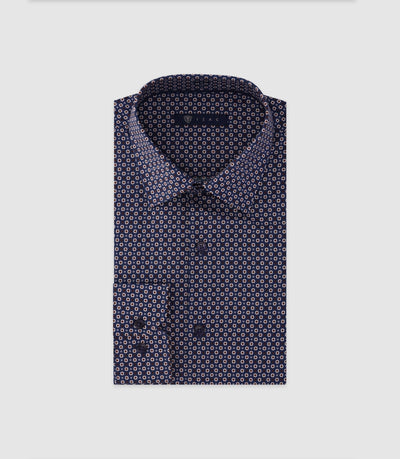 Chemise imprimée manches longues marine - IZAC