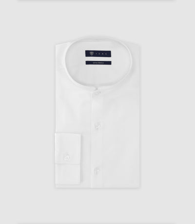 Chemise col mao en satin blanche - IZAC