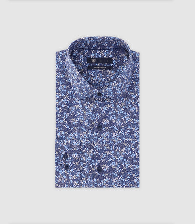 Chemise avec fleurs bleue - IZAC
