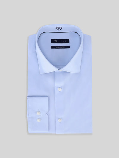 Chemise ville satin de coton bleu ciel - IZAC