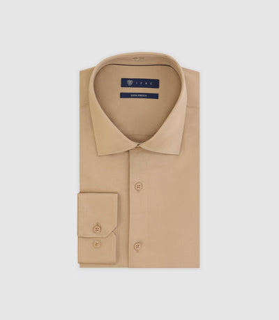 Chemise ville ajustée camel - IZAC