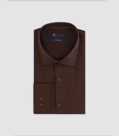 Chemise ville ajustée marron - IZAC