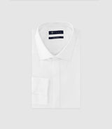 Italian collar shirt in white cotton satin