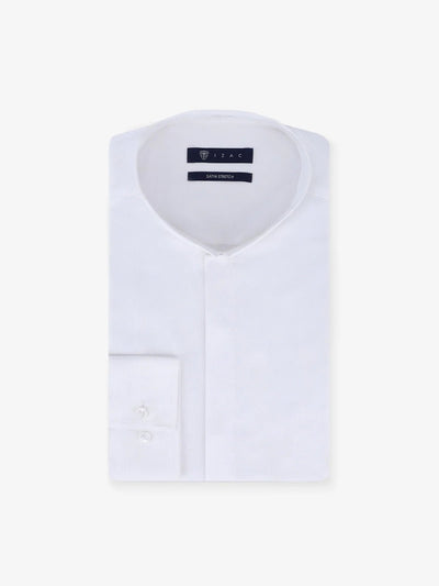 Chemise ville satin de coton blanc - IZAC