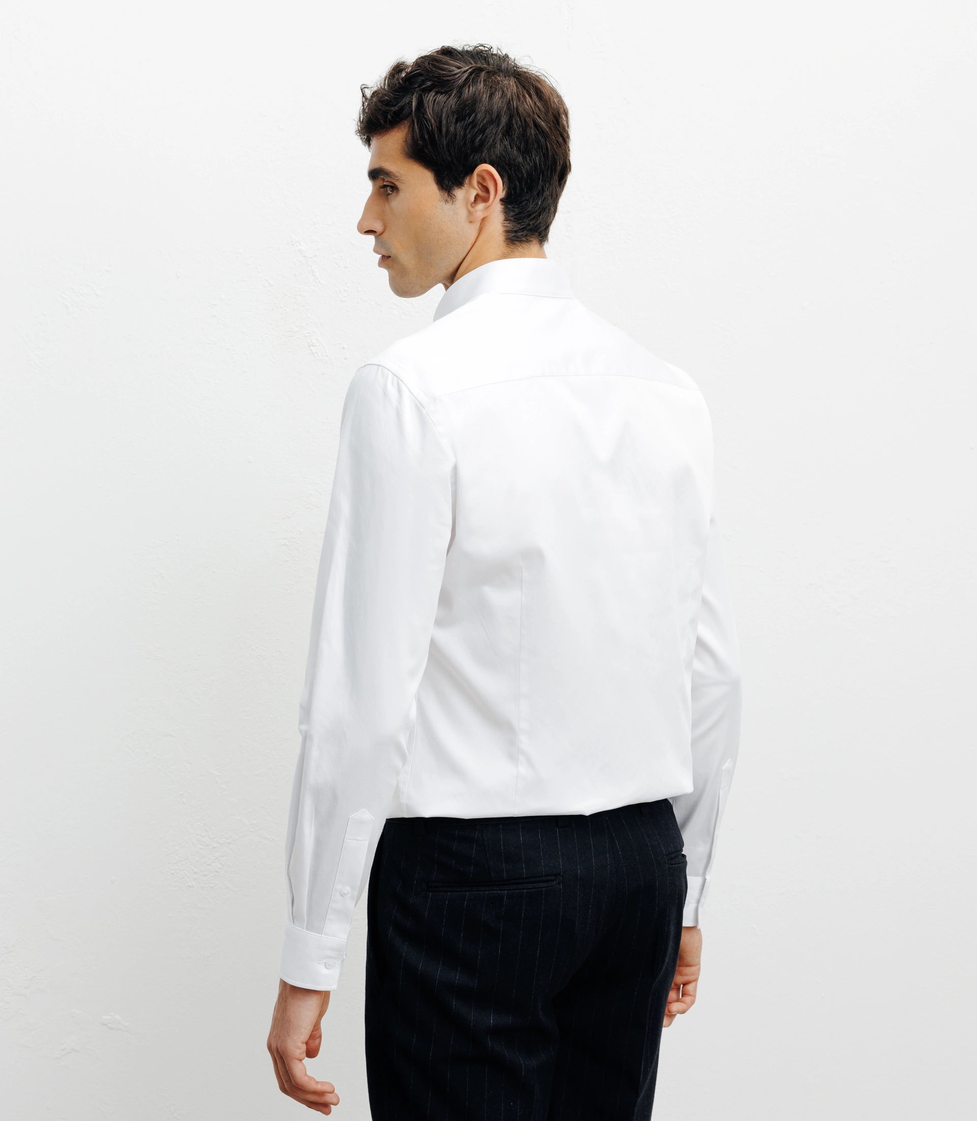 Chemise ville satin de coton blanc - IZAC