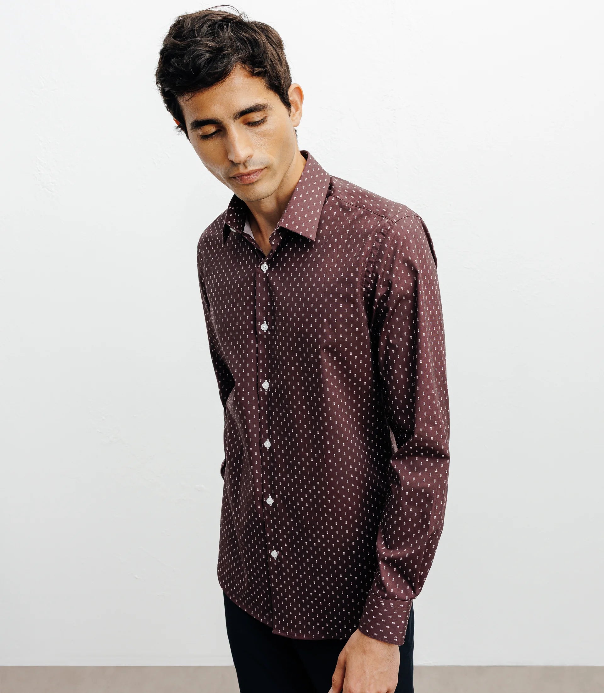 Chemise ville imprimée bordeau - IZAC