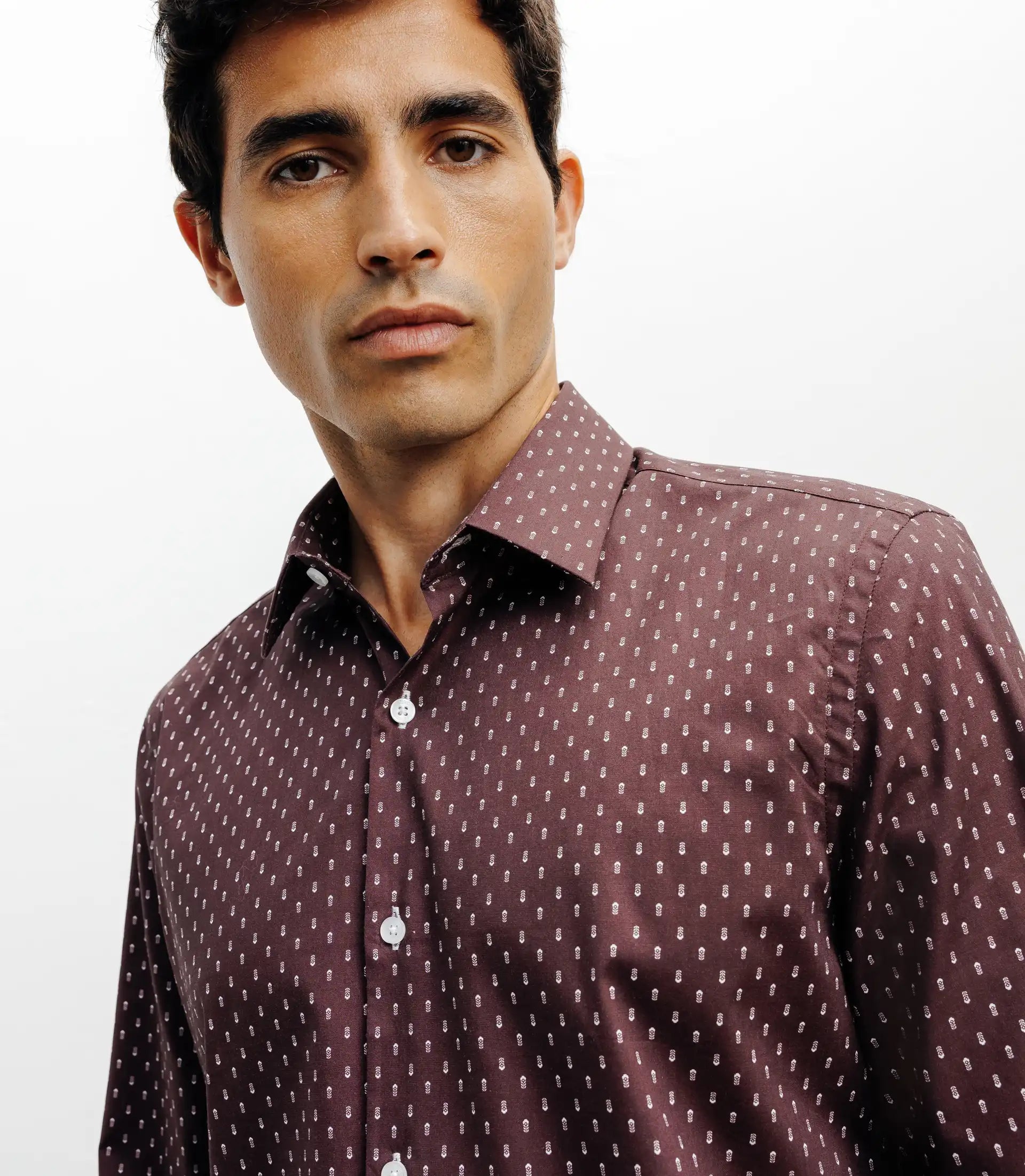 Chemise ville imprimée bordeau - IZAC