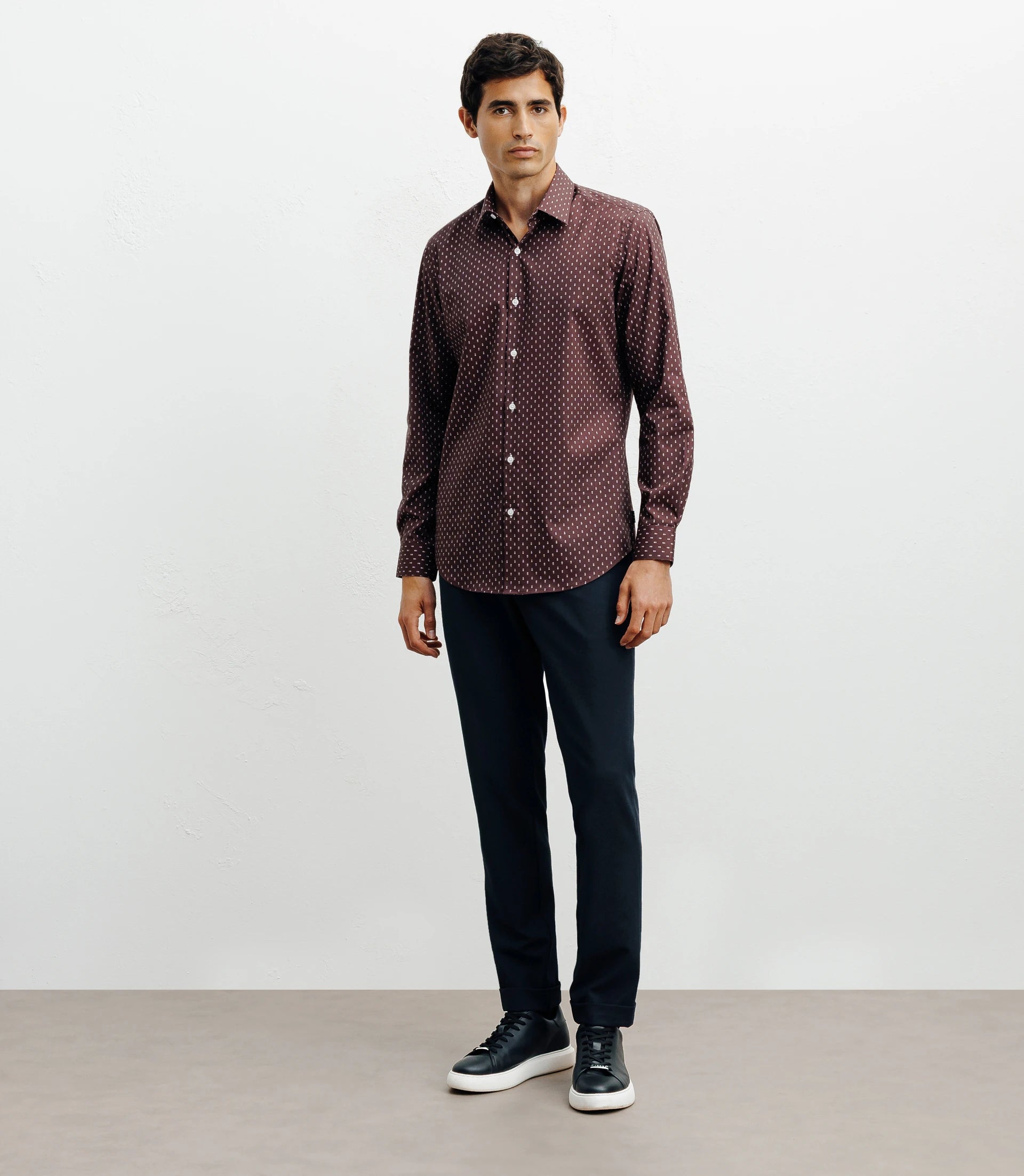Chemise ville imprimée bordeau - IZAC