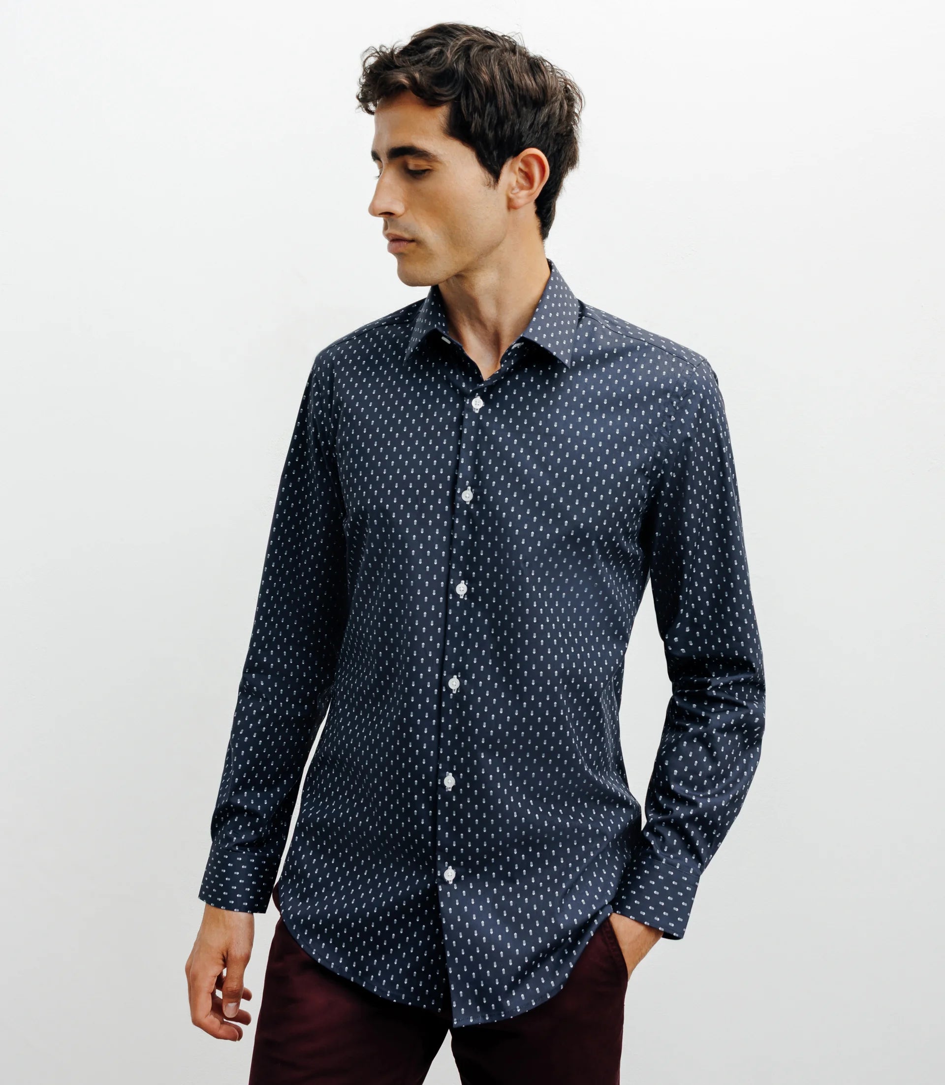 Chemise ville imprimée marine - IZAC