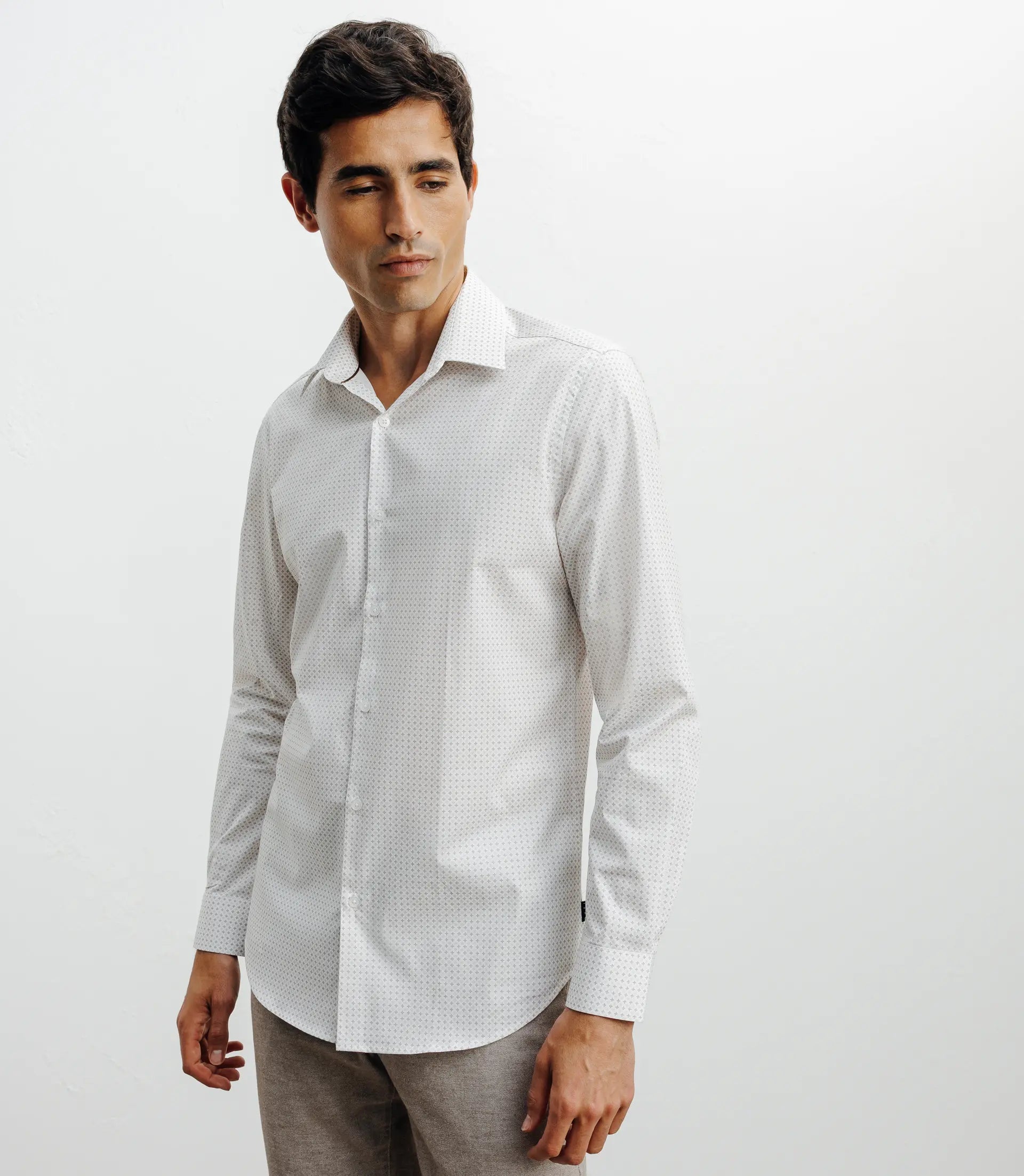 Chemise ville imprimée beige - IZAC