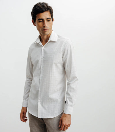 Chemise ville imprimée beige - IZAC