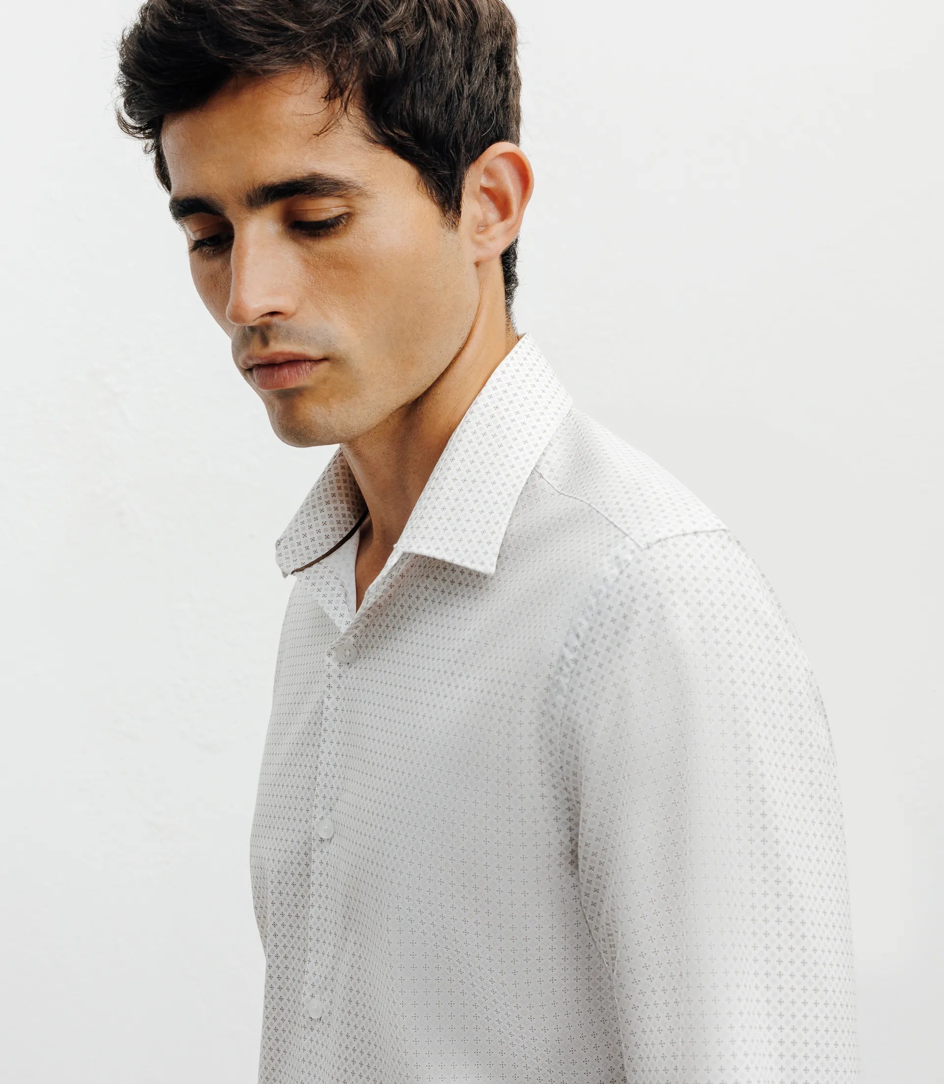 Chemise ville imprimée beige - IZAC