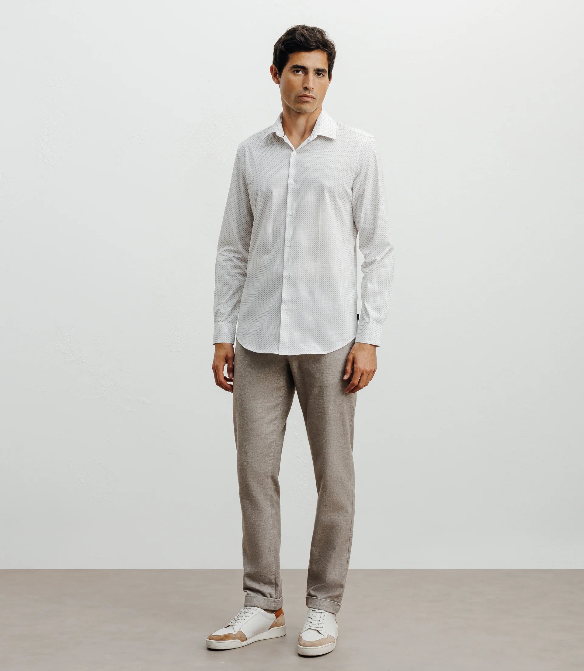 Chemise ville imprimée beige - IZAC