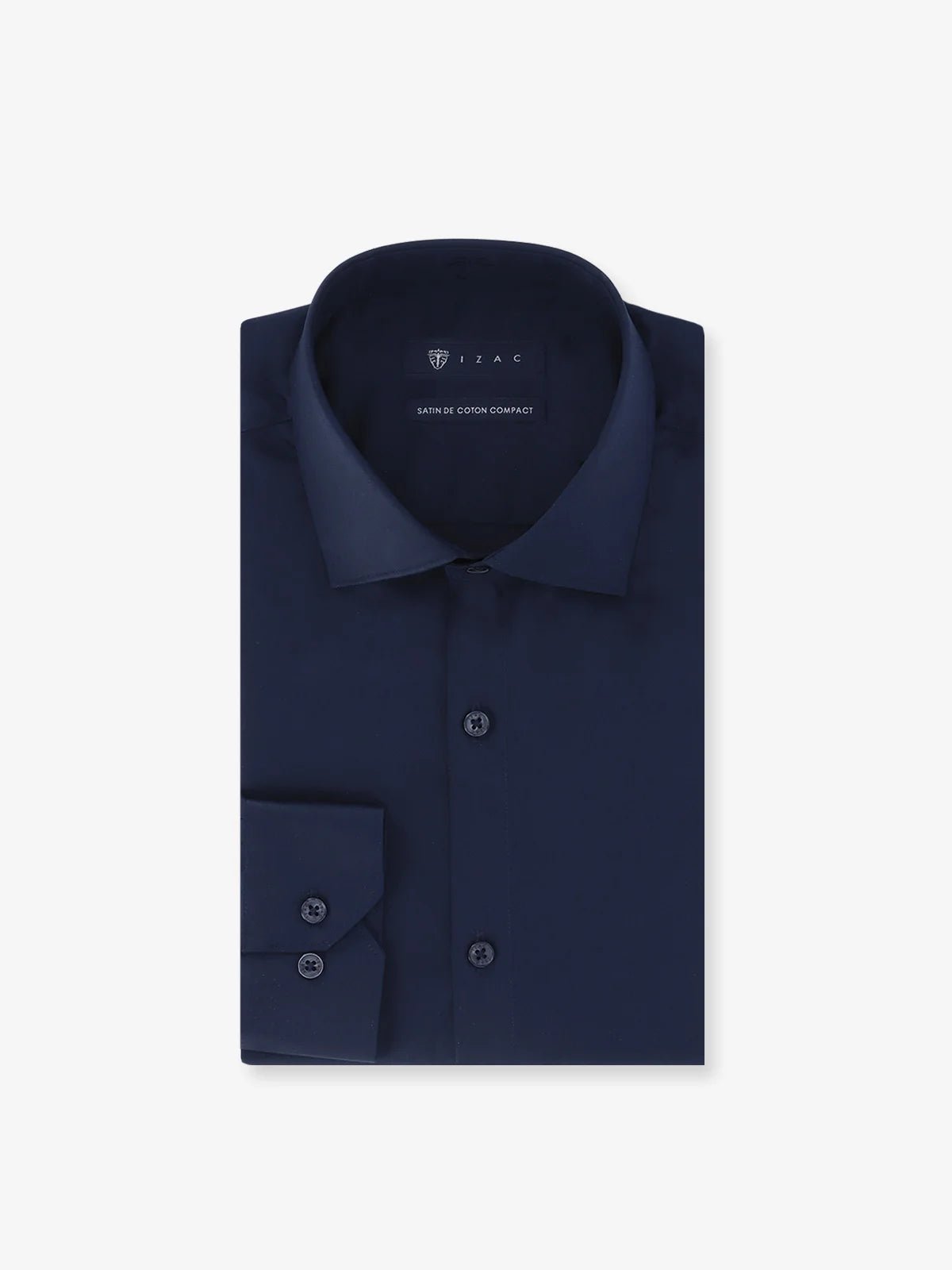 Chemise ville en satin de coton marine - IZAC