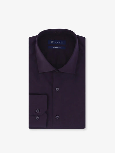 Chemise ville en satin de coton bordeau - IZAC