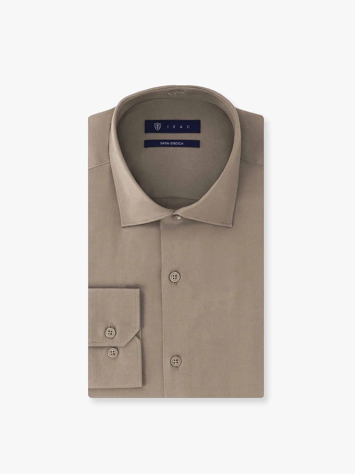 Chemise ville en satin de coton chatain - IZAC