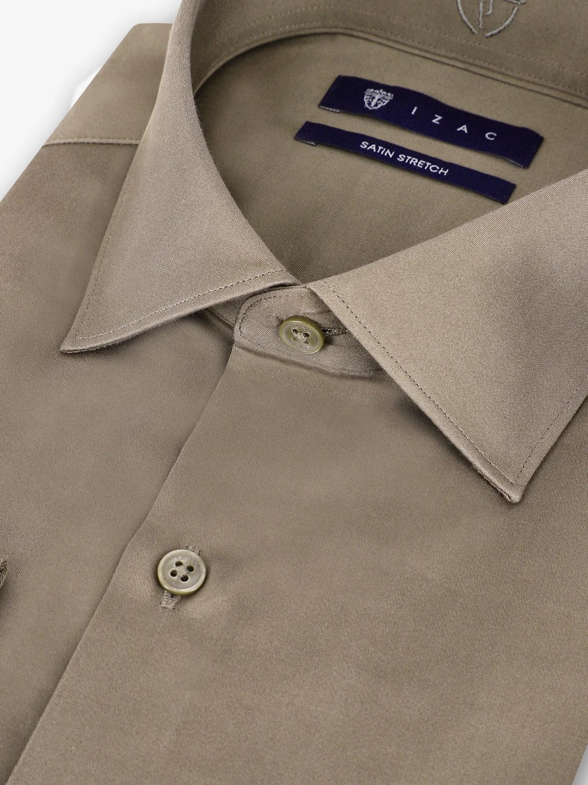 Chemise ville en satin de coton chatain - IZAC