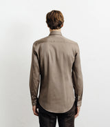 Chemise ville en satin de coton chatain - IZAC