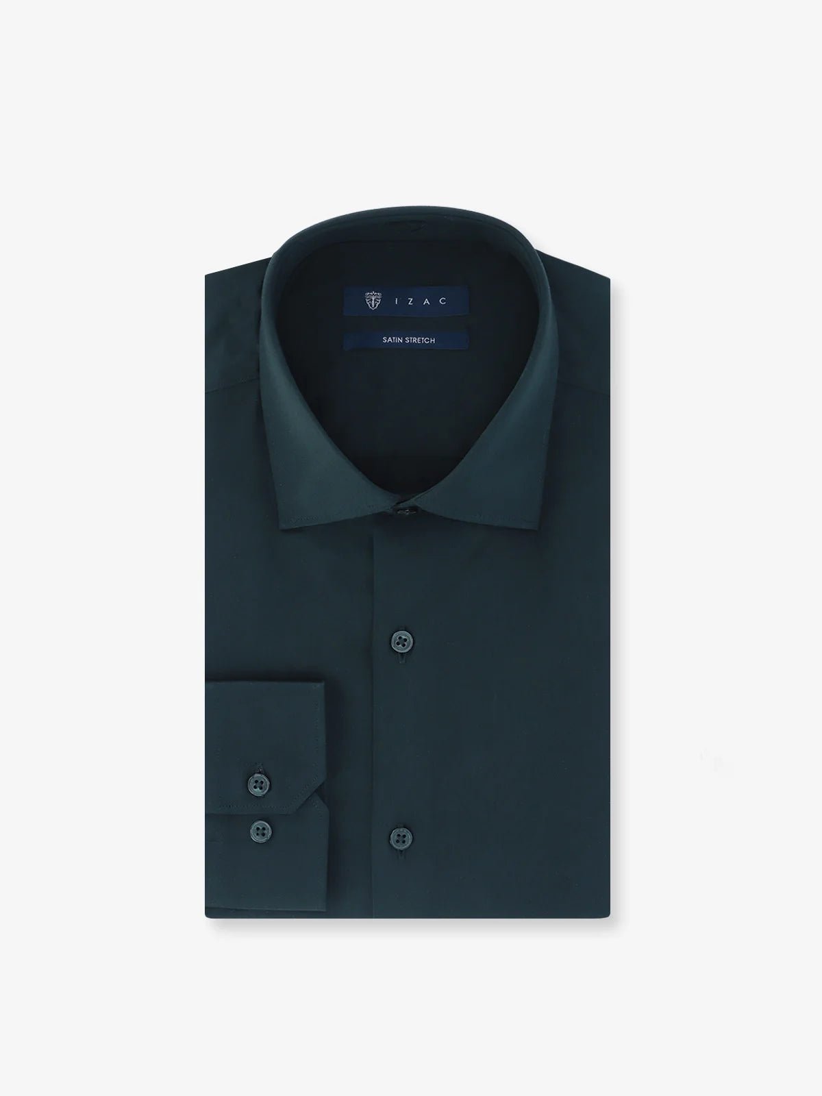 Chemise ville en satin de coton vert foncé - IZAC